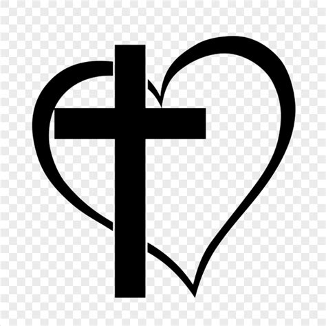 Black Sacred Holy Cross With Heart Love God Icon Citypng