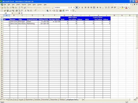 Paid Time Off Tracking Spreadsheet Inside Employee Paid Time Off