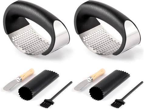 Pack Garlic Press Rocker Stainless Steel Garlic Mincer With