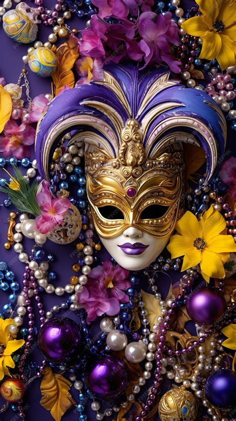 Premium Photo | Beautiful carnival masks and party decor on wooden ...