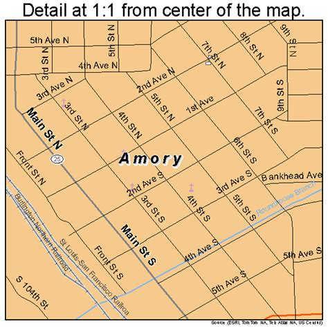 Amory Mississippi Street Map 2801260