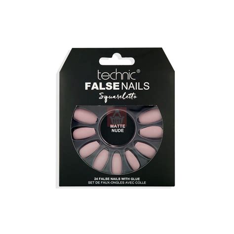 Technic False Nails With Glue Squareletto Matte Nude Pcs