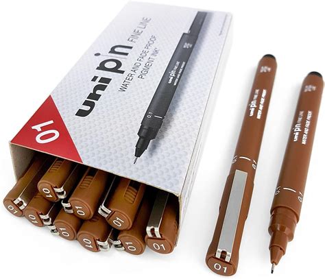 Uni Pin Fineliner Lot de 12 stylos à dessin Sepia Tone 0 1 mm Amazon