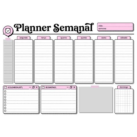 Planner de mesa planner semanal A4 planner para organização