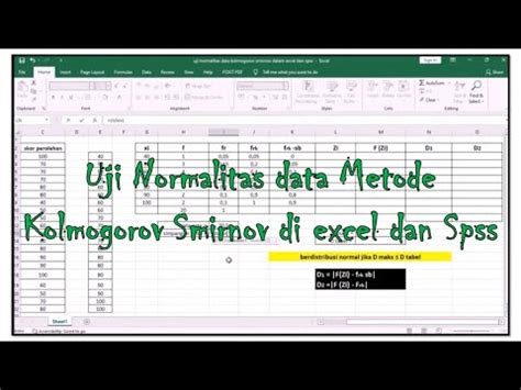 Uji Normalitas Data Dengan Metode Kolmogorov Smirnov Di Excel Dan Spss