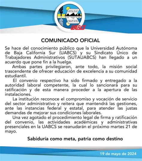 Termina Huelga En La Uabcs Sindicato Y Rector A Llegan A Un Acuerdo