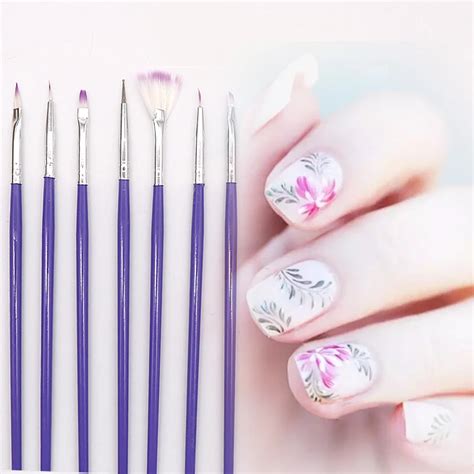 WiRinef 7PCS Purple Handle Nail Gel Brushes Set Acrylic UV Gel Brush