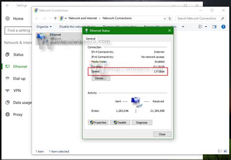 See the ethernet or wifi adapter speed in Windows 10