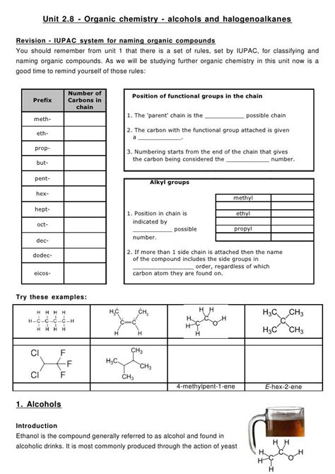 Unit 2 8 Alcohols And Halogenoalkanes Notes