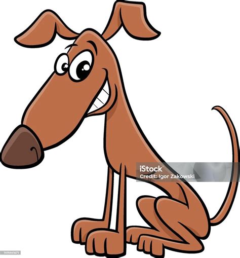 Cartoon Happy Brown Dog Comic Animal Character Stock Illustration