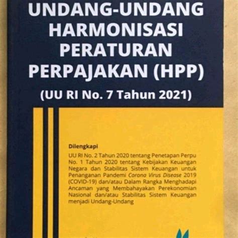 Jual Buku Undang Undang Harmonisasi Peraturan Perpajakan Hpp Uu Ri No