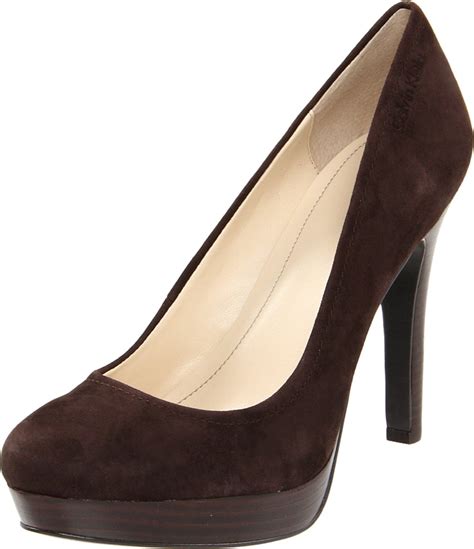 Calvin Klein Womens Kendall Pump In Brown Dark Brown Suede Lyst