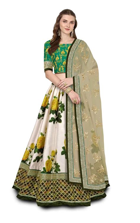 Buy Zeel Clothing Women S Floral Art Silk Semi Stitched Lehenga Choli