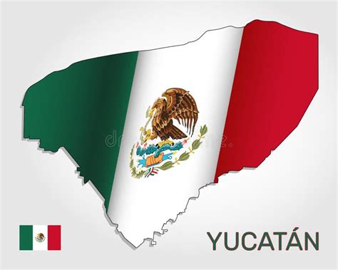 Vector Map Of Yucatan State Combined With Waving Mexican National Flag