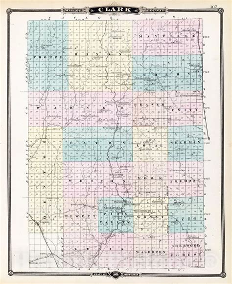 Historic Map : 1878 Map of Clark County, State of Wisconsin. - Vintage ...