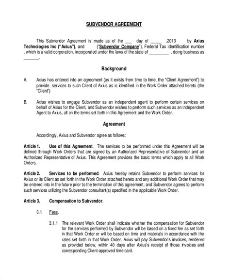 Vendor Non Compete Agreement Template