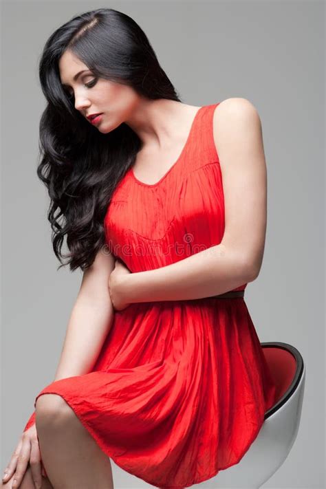 Gorgeous Brunette On Chair Stock Photo Image Of Gorgeous