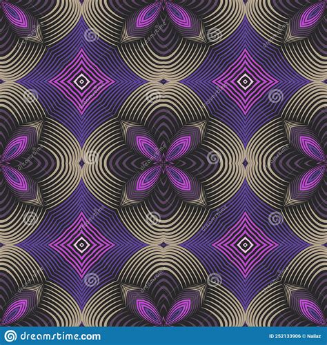 Floral Colorful Lines 3d Seamless Pattern Surface Textured Line Art