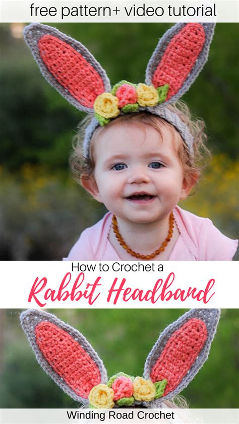 Crochet Bunny Ears Headband With Flowers Winding Road Crochet