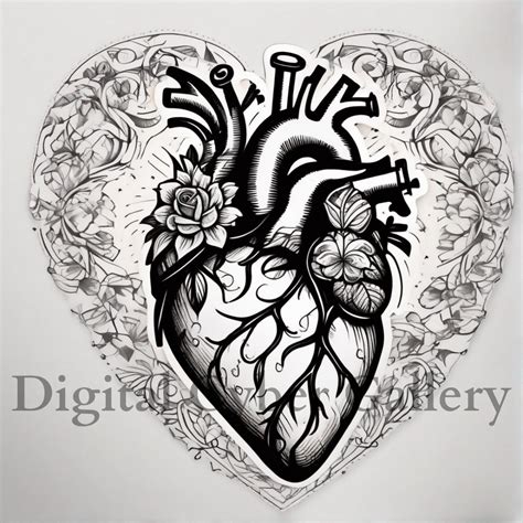 5 Hand Drawn Heart Tattoo Design Stamp 5 4K Pngs - Etsy