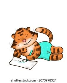 Illustration Tiger Lying Down Drawing Stock Illustration 2073998324 ...