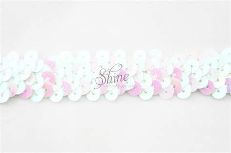 Stretch Sequin Trim 2 Row 02 White AB Shine Trimmings Fabrics