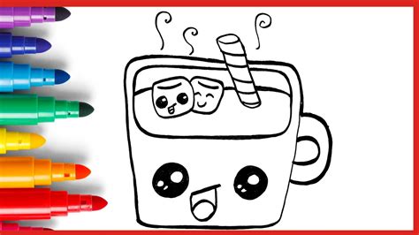How To Draw Cartoon Hot Chocolate Easy And Cute YouTube