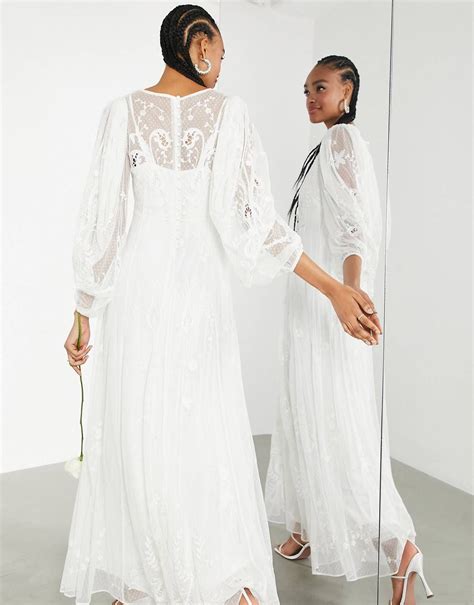 Asos Edition Natalia Embroidered Textured Maxi Wedding Dress Asos