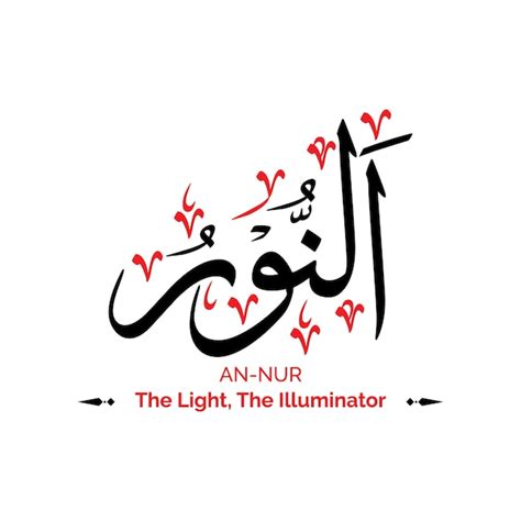 Premium Vector | An noor the light-allah name calligraphy arabic text background