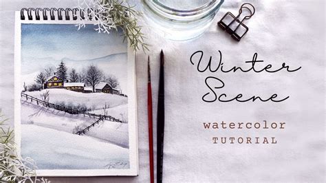 Easy Winter Scene Watercolor Tutorial Youtube