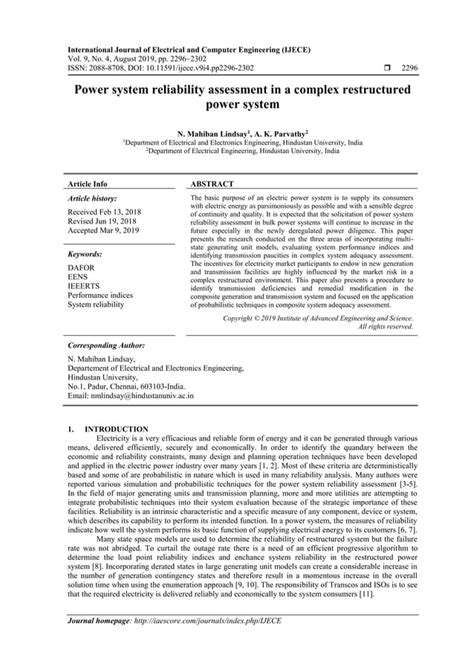 Power System Reliability Assessment In A Complex Restructured Power