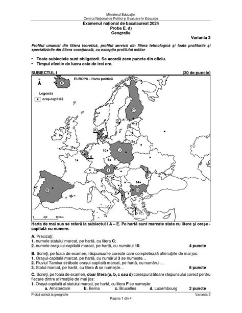 Baremele I Subiectele Pentru Geografie I Economie Bacalaureat