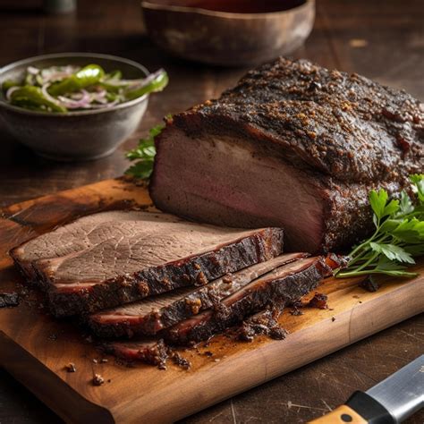 Premium Photo A Sliced Roast Beef On A Cutting Board With A Knife