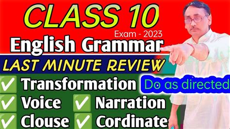 Class English Grammar Do As Directed Type Questions Last Minute