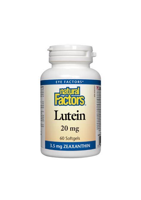 ЛУТЕИН 20мг + ЗЕАКСАНТИН 3.5мг капсули 60бр НАТУРАЛ ФАКТОРС LUTEIN 20mg ...