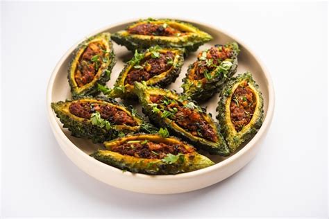 Premium Photo Bharwa Karela Masala Fry Or Stuffed Bitter Melon Recipe