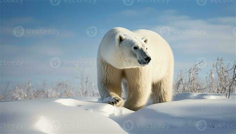 Large arctic mammal standing on frozen ice floe generated by AI ...