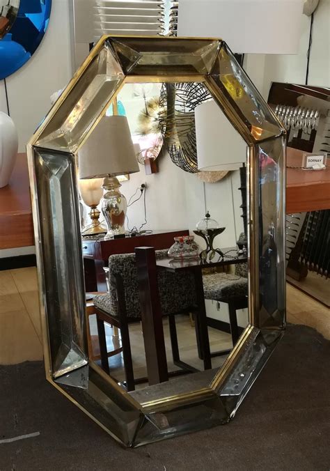 Mirrror In Smoked Murano Glass And Brass At 1stdibs