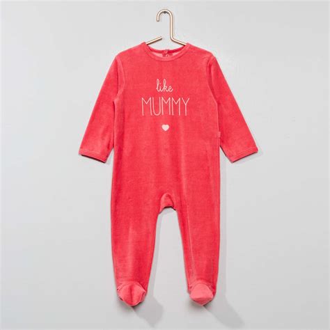 Pyjama En Velours B B Fille Fuschia Kiabi