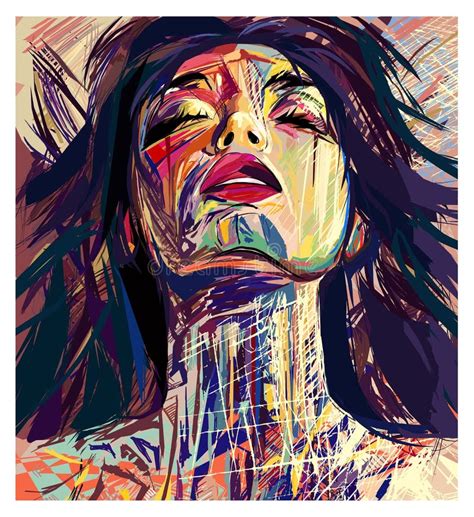 Colorful Portrait Of A Beautiful Woman Stock Vector Illustration Of