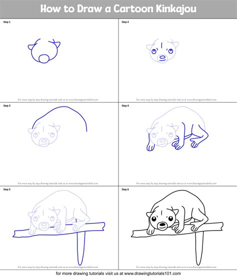 How to Draw a Cartoon Kinkajou (Cartoon Animals) Step by Step | DrawingTutorials101.com