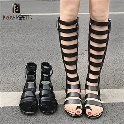 Prova Perfetto New Punk Style Sandals Woman Narrow Band Flip Flop Gladiator Sandals Women Real