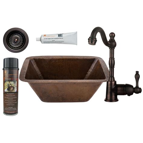 Premier Copper Products All In One Rectangle Copper Bar Sink In Orb With 35 Inch Drain Op