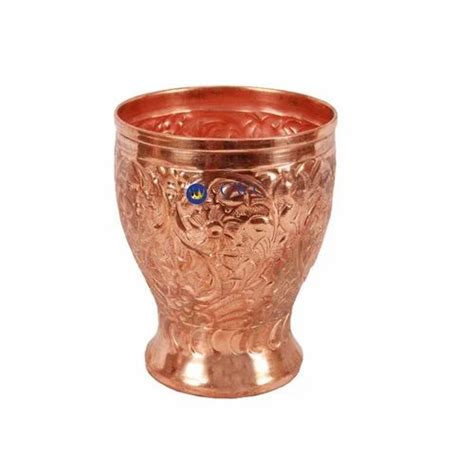 Brown Embossed Design Copper Goblet Glass Tumbler Ml At Rs