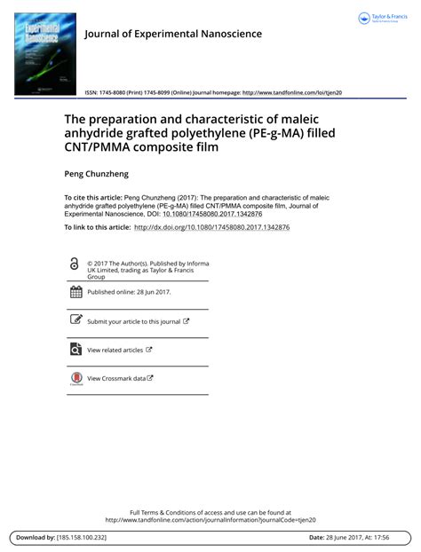 PDF The Preparation And Characteristic Of Maleic Anhydride Grafted