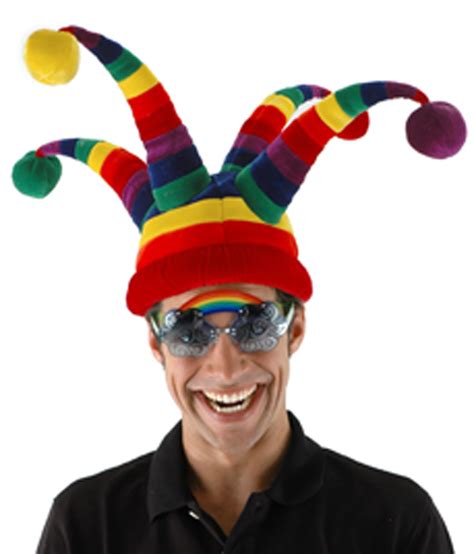 Rainbow Wacky Jester Hat Costume Gay Pride Clown Mardi Gras Adult Mens