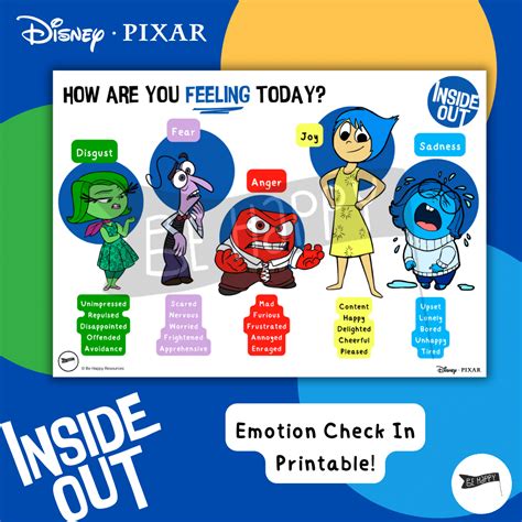 Disney Inside Out Emotion Check In Sheet - Be Happy Resources