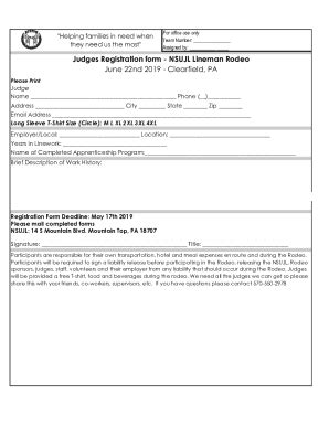 Fillable Online Judges Registration Form Nsujl Lineman Rodeo June