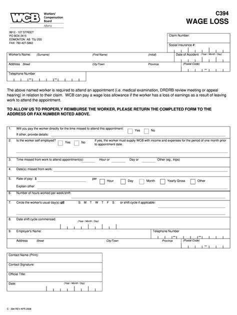 Form Canada Wcb C Fill Online Printable Fillable Blank