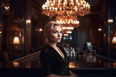 Belle Jeune Blonde Dans Un Restaurant De Luxe Réseau Neuronal Généré Par L ia Photo Premium